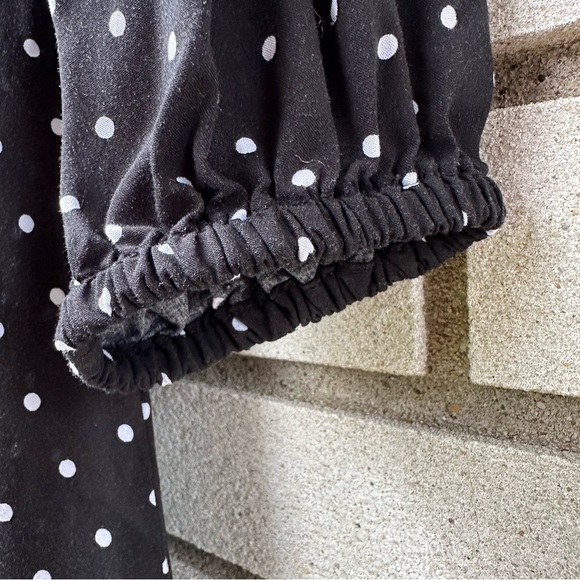Old Navy Black Polka Dot Waist-Defined Wrap Dress Size M V-Neck Long Sleeve - Picture 7 of 10
